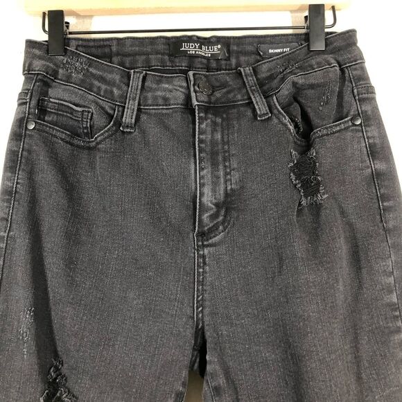 Judy Blue Dreamer High Waist Skinny Fit Distressed Black Jeans Size 9/29 JB88268 - Picture 2 of 10